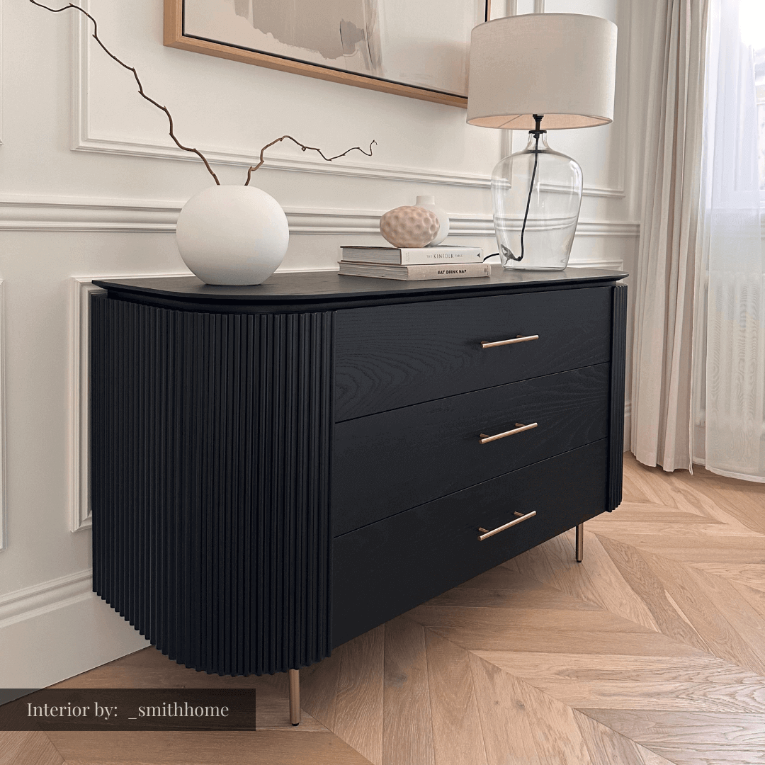 Lantine 3 Drawer Dresser - Matte Black Oak