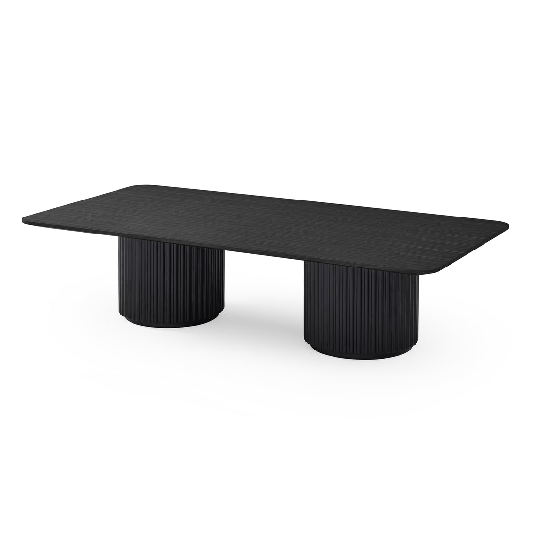 Lantine Coffee Table - Double Pedestal - Black Oak