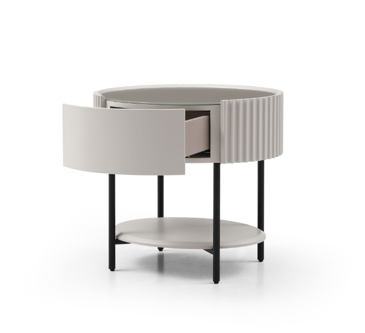 Avola Bedside Table - Matte Beige