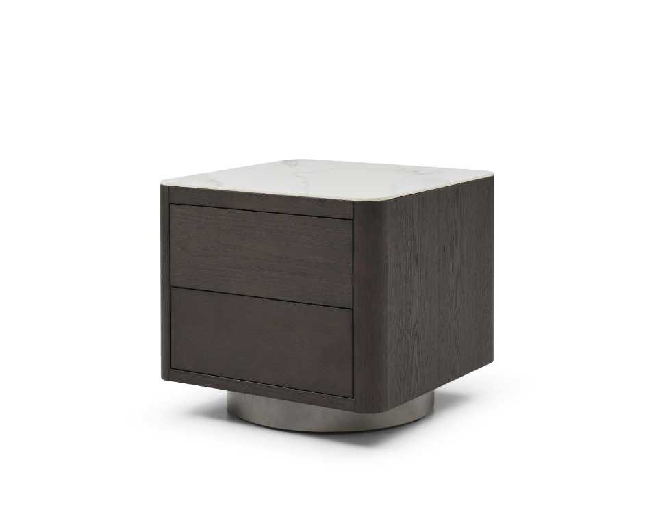 Coin Bedside Table - Smoke Oak