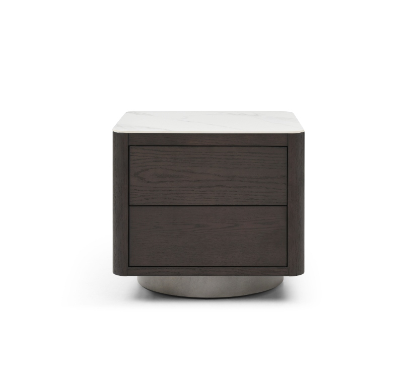 Coin Bedside Table - Smoke Oak