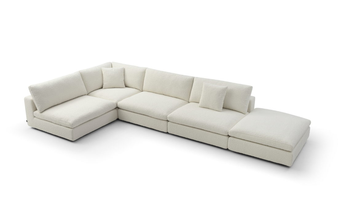 Blanco 5 Piece Modular Sofa - Chex Polar Bouclé