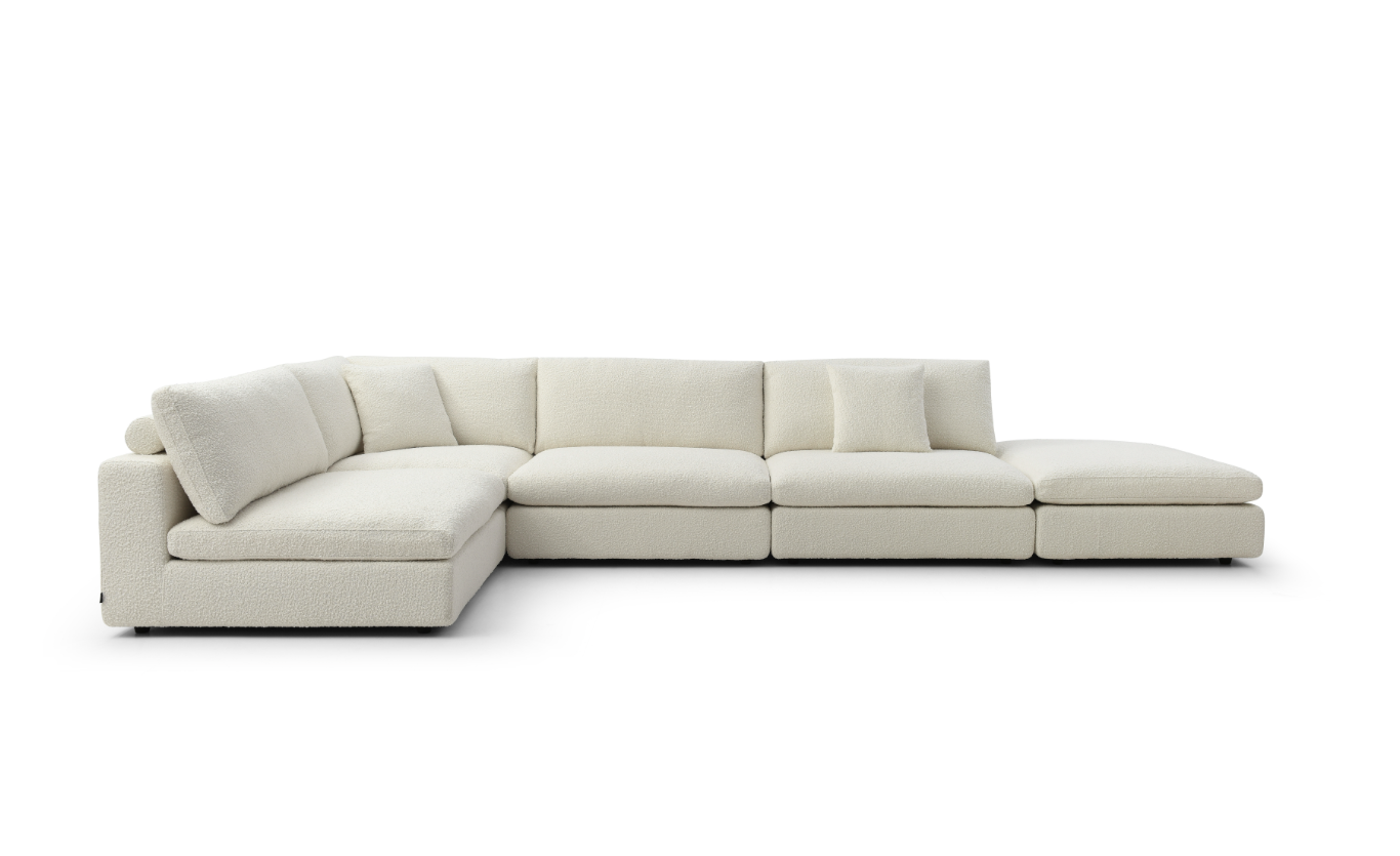 Blanco 5 Piece Modular Sofa - Chex Polar Bouclé