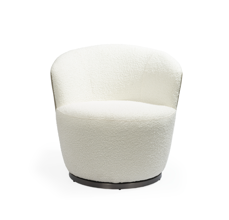 Derry Swivel Chair - Chex Boucle Polar &amp; Concrete Grey