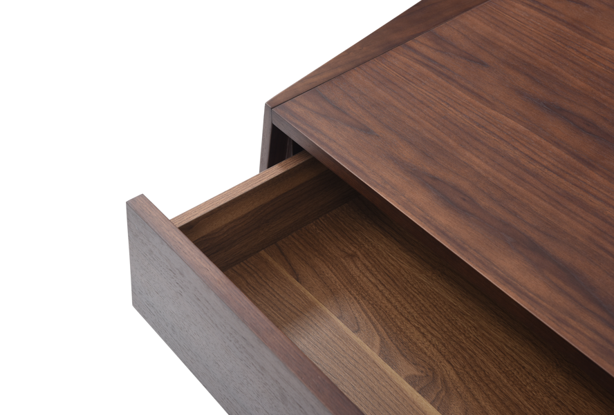 Madon Wide Bedside Table 700mm - Walnut