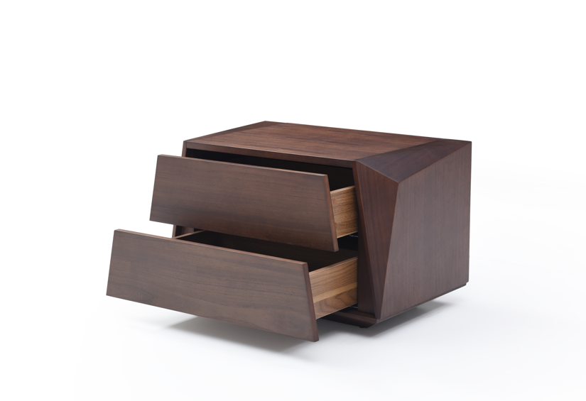 Madon Wide Bedside Table 700mm - Walnut