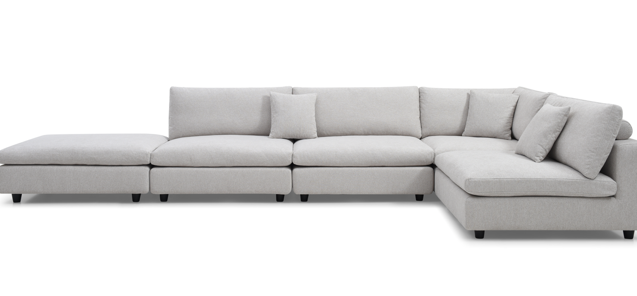 Blanco 5 Piece Modular Sofa - Avery Velour Cream