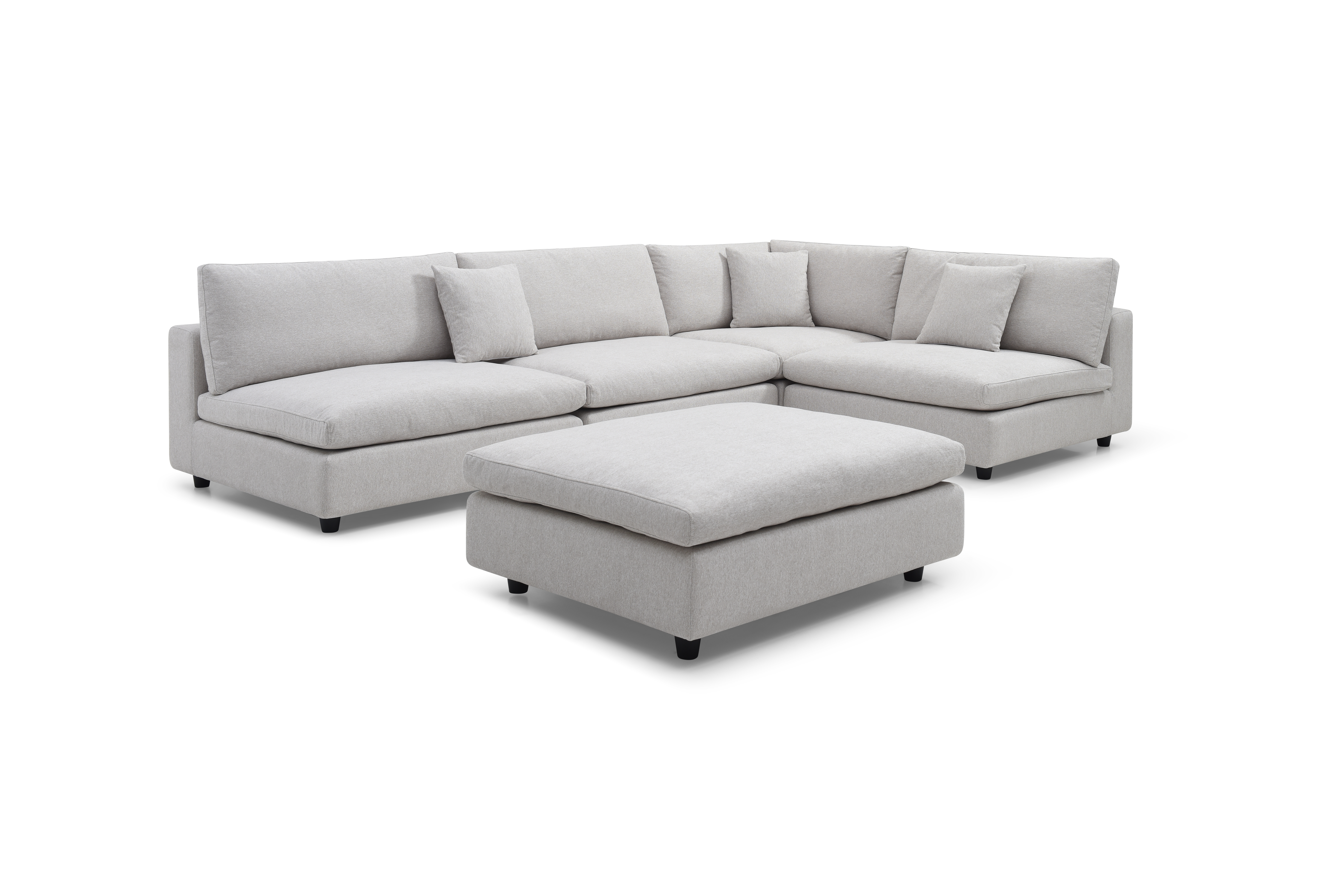 Blanco 5 Piece Modular Sofa - Avery Velour Cream