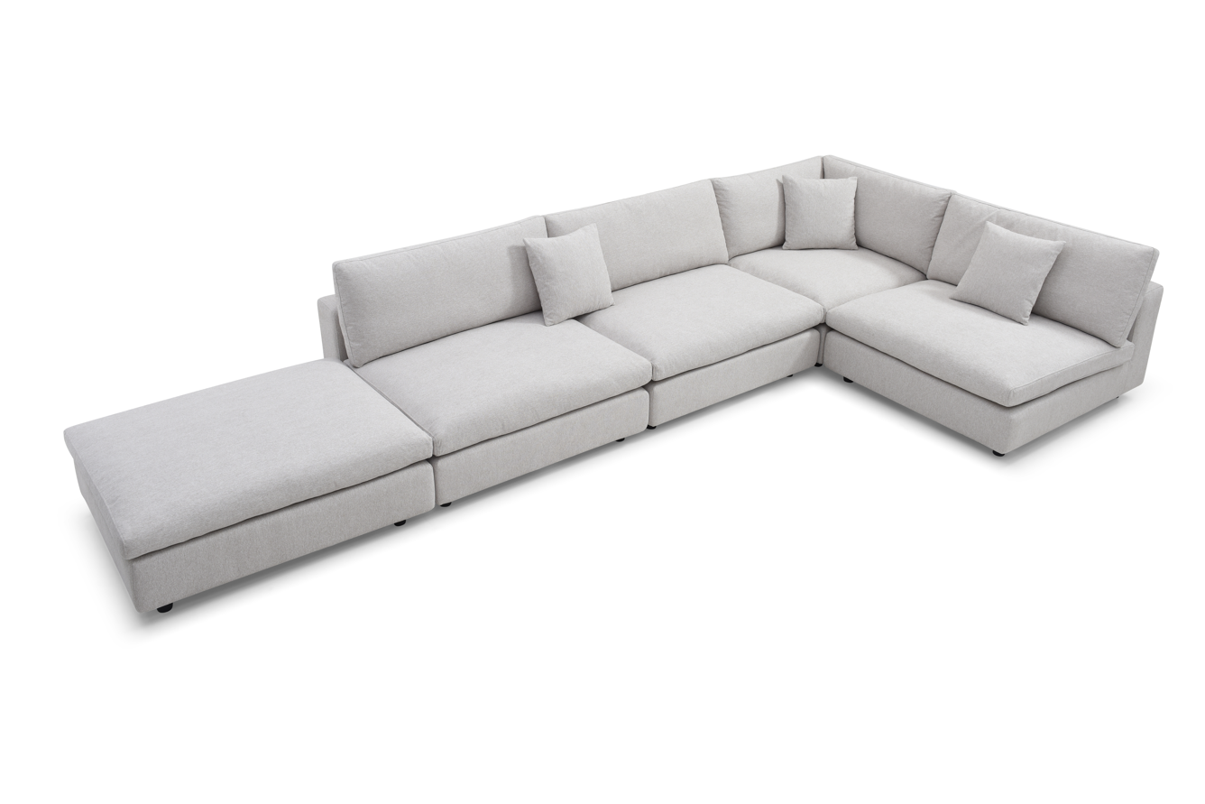 Blanco 5 Piece Modular Sofa - Avery Velour Cream