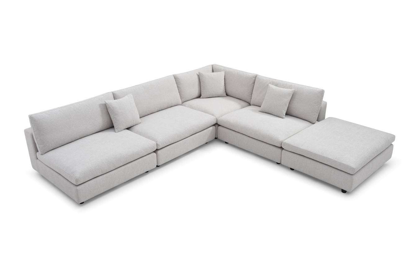 Blanco 5 Piece Modular Sofa - Avery Velour Cream