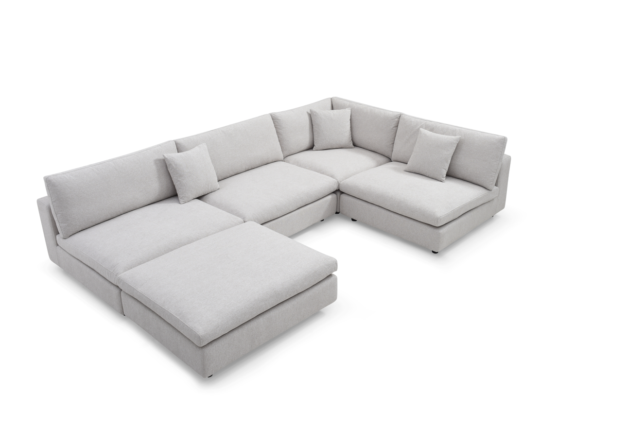 Blanco 5 Piece Modular Sofa - Avery Velour Cream