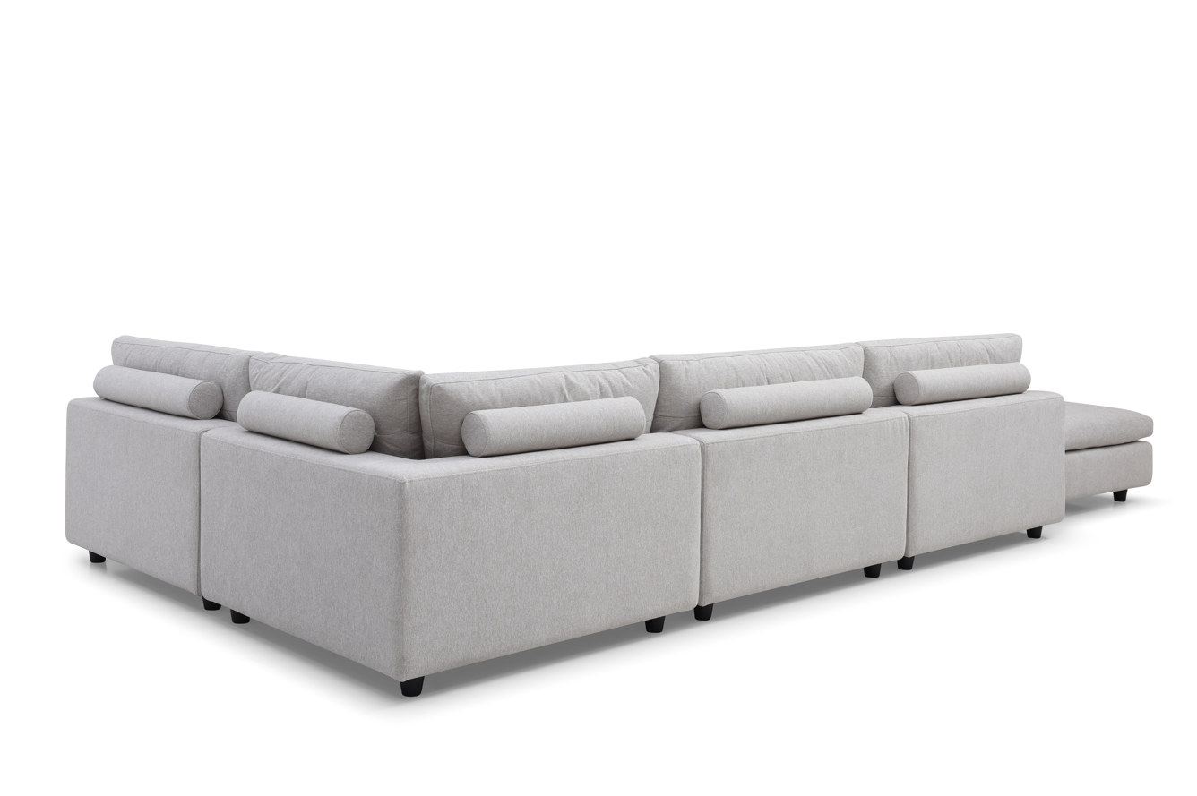 Blanco 5 Piece Modular Sofa - Avery Velour Cream