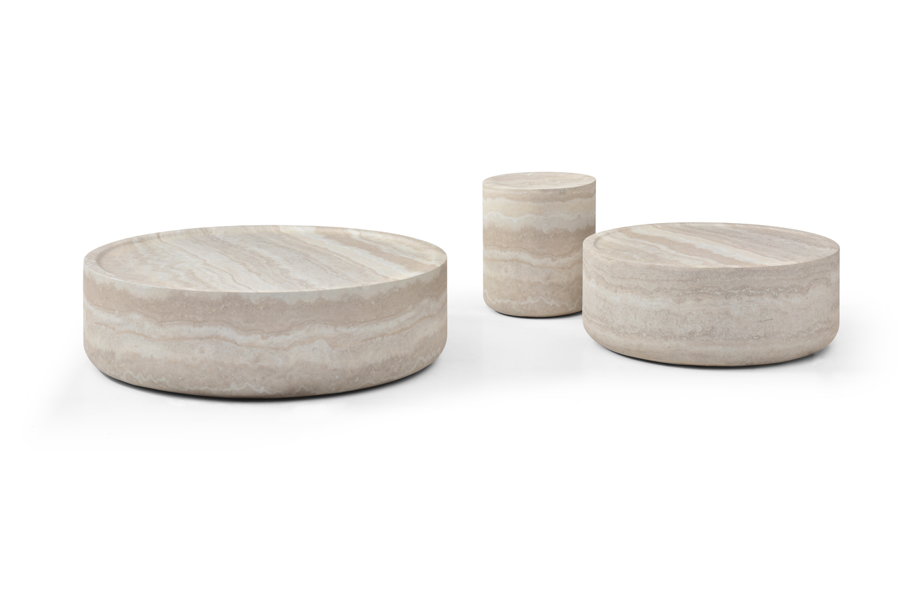 Ciladro Side Table - Faux Travertine