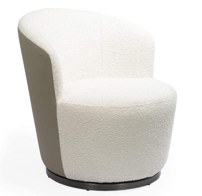 Derry Swivel Chair - Chex Boucle Polar &amp; Concrete Grey