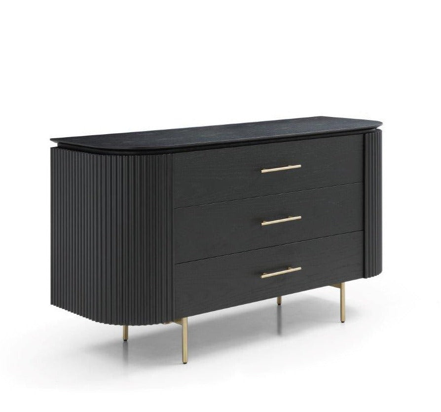 Lantine 3 Drawer Dresser - Matte Black Oak