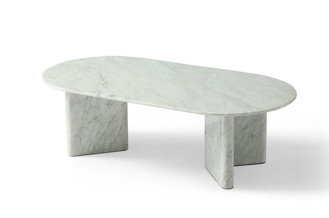 White marble online oval coffee table