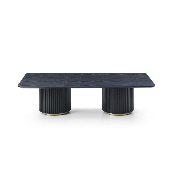 Lantine Black Oak Double Pedestal Coffee Table